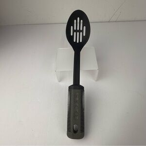 Vintage EKCO Slotted Spoon Black Nylon with Gray Rubber Anti-Fatigue Handle